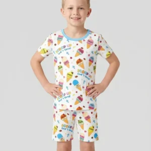 Ice Cream Summer Christian Bamboo Two Piece Short Sleeve Shorts Pajama Set