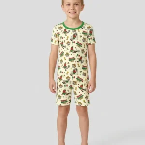 Cartoon World Soccer Vamos Mexico Family Matching Bamboo Two Piece Short Sleeve Shorts Pajama Set