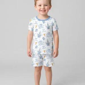 Custom Name Baptism Christening Straight Outta Holy Water Bamboo Two Piece Short Sleeve Shorts Pajama Set
