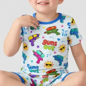 Sun Out Guns Out Bamboo Two Piece Short Sleeve Shorts Pajama Set