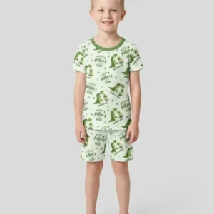 Custom Name Fathers Day 2026 Bamboo Two Piece Short Sleeve Shorts Pajama Set