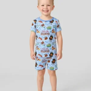 The Grill Father Family Matching Bamboo Two Piece Short Sleeve Shorts Pajama Set
