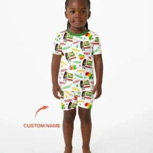 Custom Name I Am Black Child Magical Bamboo Two Piece Short Sleeve Shorts Pajama Set