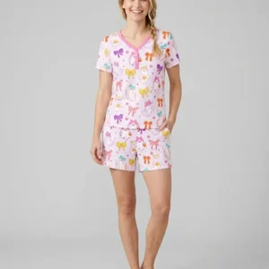 Coquette Ghost & Bow Bamboo Women Short Sleeve Short Pajama Set