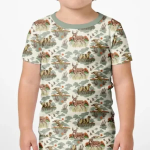 Vintage Hunting Season Daddy& Me Matching Bamboo Two Piece Short Sleeve Shorts Pajama Set