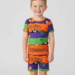 Happy Halloween Bamboo Two Piece Short Sleeve Shorts Pajama Set