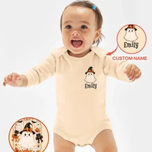 Personalized First Halloween Ghost Bamboo Bodysuit