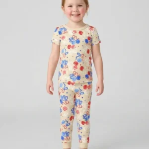 Cherry America 4th of July Bamboo Two Piece Short Sleeve Pajama Set