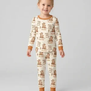 Custom Name Blessed By God Spoiled By Grandma Bamboo Two Piece Long Sleeve Pajama Set