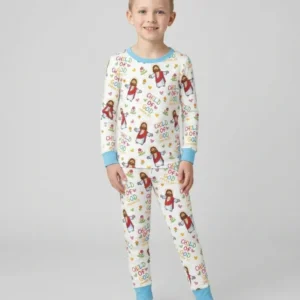 Jesus Loves Me Bamboo Two Piece Long Sleeve Pajama Set