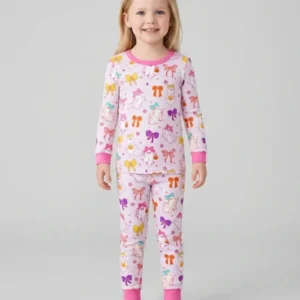 Coquette Ghost & Bow Bamboo Two Piece Long Sleeve Pajama Set