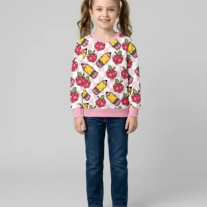 Checkered Apple Scribbles Bamboo Crewneck Sweatshirt