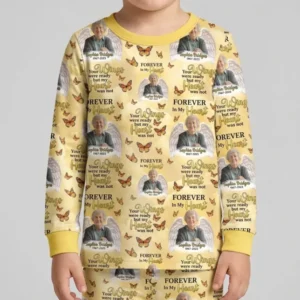 Custom Photo Forever In My Heart Family Matching Bamboo Two Piece Long Sleeve Pajama Set