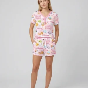 Birthday Girl Glitter Dumpling Bamboo Women Short Sleeve Short Pajama Set