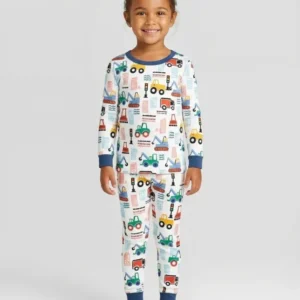 Little Builders Bamboo Two Piece Long Sleeve Pajama Set