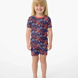 Halloween Multi Eyed Monsters Bamboo Two Piece Short Sleeve Shorts Pajama Set