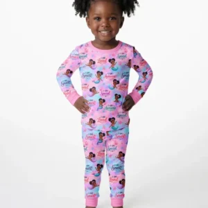 Black Mermaid I Am Strong Bamboo Two Piece Long Sleeve Pajama Set