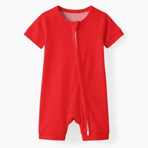 Crimson Bamboo Shorty Zippered Romper