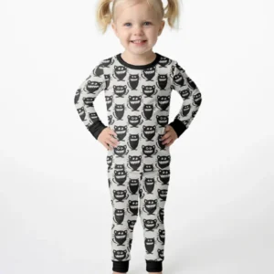 Halloween Monster Cats Bamboo Two Piece Long Sleeve Pajama Set