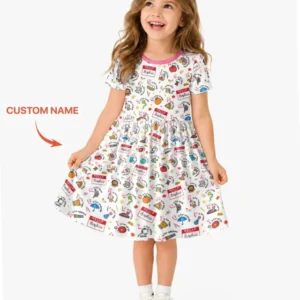 Custom Name Hello School ABCs Bamboo Twirl Dress