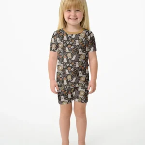 Cute and Spooky Cottage Core Bamboo Two Piece Short Sleeve Shorts Pajama Set