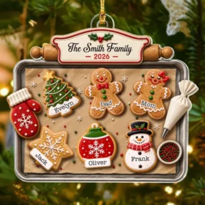 Gingerbread Cookie Family - Personalized Acrylic Ornament
