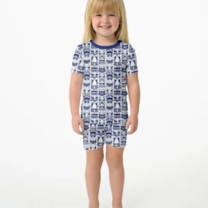 Friendly Totem Pole Figures Bamboo Two Piece Short Sleeve Shorts Pajama Set