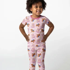 I Have A Hero Daddy & Me Matching Bamboo Two Piece Short Sleeve Pajama Set