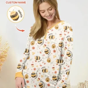 Bee Kind Custom Name Bamboo Women Pajama Set