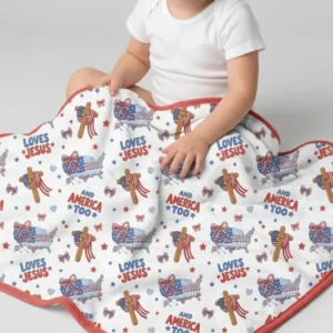 Loves Jesus And America Too Bamboo Blanket