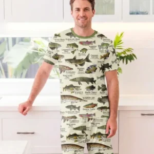 Fish Of America Bamboo Men Short Sleeve Short Pajama Set