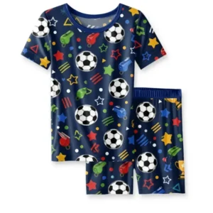 Championship Night Bamboo Two Piece Short Sleeve Shorts Pajama Set
