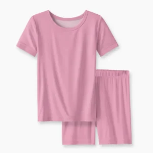 Sweet Pink Bamboo Two Piece Short Sleeve Shorts Pajama Set