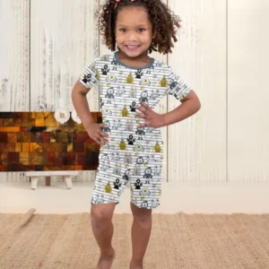 Playful Monster Friends Bamboo Two Piece Short Sleeve Shorts Pajama Set
