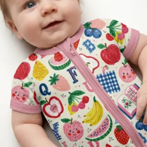 Back To School Fruit Alphabet Bamboo Shorty Zippy