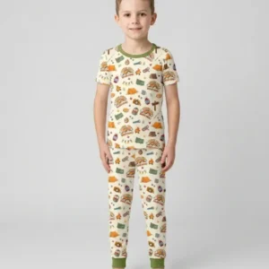Custom Name Camping Crew Family Matching Bamboo Two Piece Short Sleeve Pajama Set