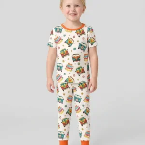 Stay Wild Flower Child Bamboo Two Piece Short Sleeve Pajama Set