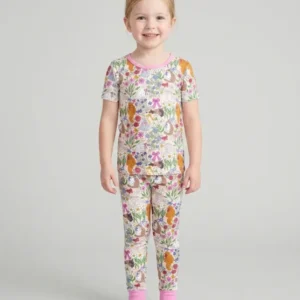 The Garden Cattery Mommy & Me Matching Bamboo Two Piece Short Sleeve Pajama Set