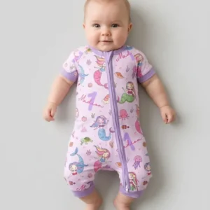 Custom Name Birthday Mermaid Bamboo Shorty Zippy