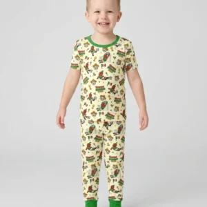 Cartoon World Soccer Vamos Mexico Family Matching Bamboo Two Piece Short Sleeve Pajama Set