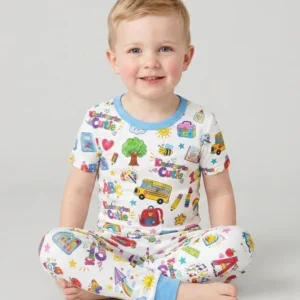 Kindergarten Cutie Bamboo Two Piece Short Sleeve Pajama Set