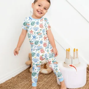 Coastal God Says I Am Custom Name Bamboo Two Piece Short Sleeve Pajama Set