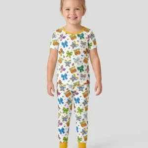 Magical Mirror Bow Bamboo Two Piece Short Sleeve Pajama Set