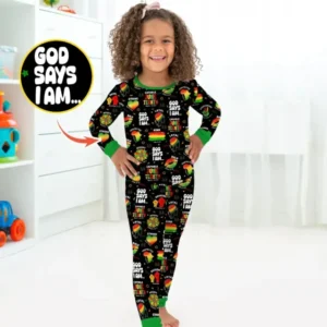 God Says I Am Juneteenth Blessings Bamboo Two Piece Long Sleeve Pajama Set