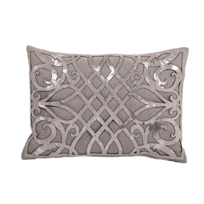 Merida 14"x20" Genuine Leather Cushion Silver