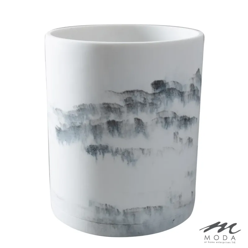 MichaelAngelo Waste Basket Resin Marble White/Grey