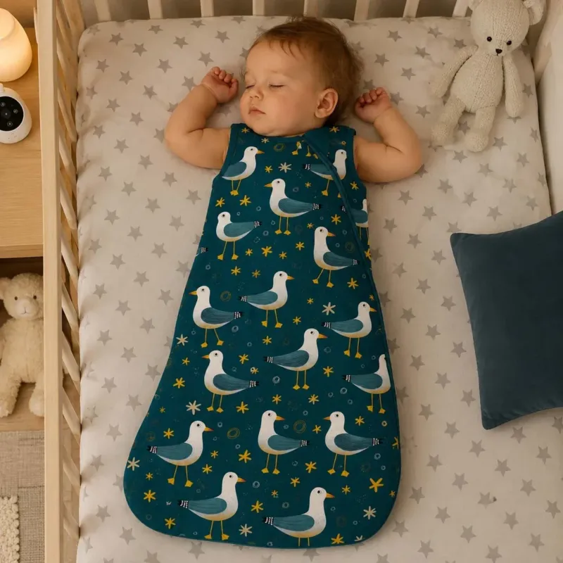 Midnight Seagull Pattern Bamboo Sleep Bag
