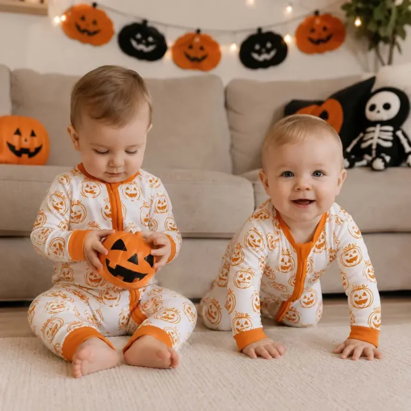 Minimal Pumpkin Faces Bamboo Convertible Zippy