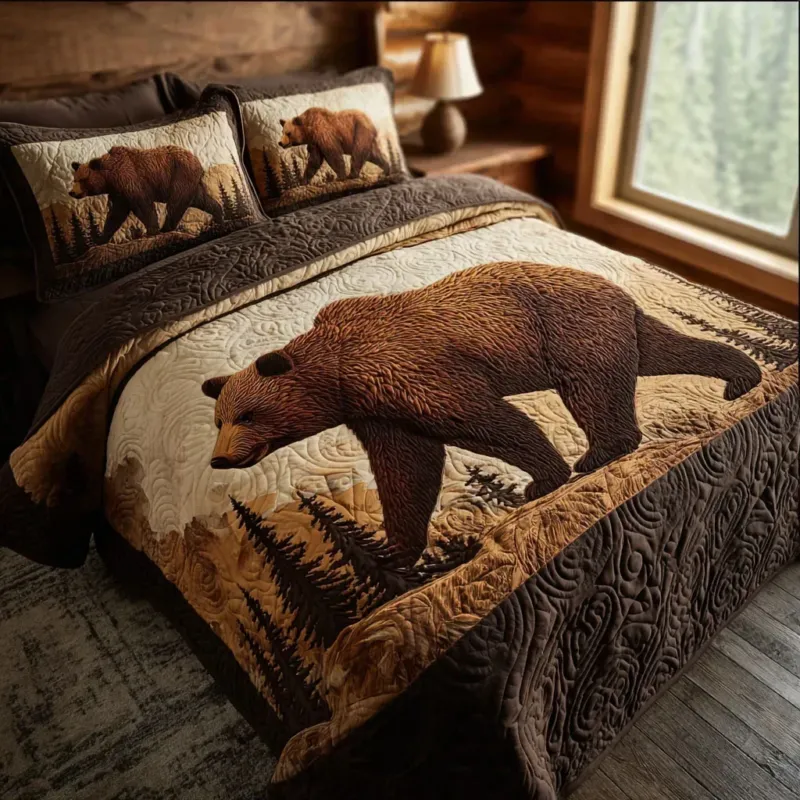 Mountain Bear Bamboo Quilt Bedding Set