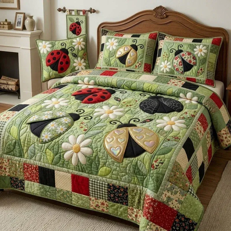 Muted Foliage Wings Bamboo Quilt Bedding Set